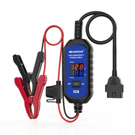 MR CARTOOL OBD2 Car Memory Saver Cable with Voltage and Current Display, Vehicle Emergency Power Supply Cable 12V withAuto Leakage Detection,2 Alligator Clips&3A Fuse