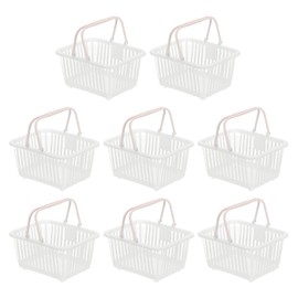 PATIKIL 8PCS Small Plastic Basket,Mini Storage Basket Grocery Tiny Shopping Baskets with Handle Organizer Filtered Water for Organizing Toys Fruits Veggies Snacks, White