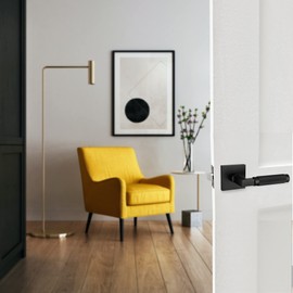 Explore Hardware Soho Model Solid Brass Lever Bed & Bath Privacy Door Lock, Matte Black