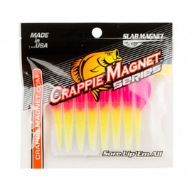 Leland's Lures Crappie Magnet 8-Pack Slab Magnet Grub Body Pack, Freshwater Fishing Equipment and Accessories, Pink/Chartreuse