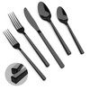 Cubic Black 20-Piece Silverware Set, 18/10 Forged Stainless Steel Flatware,