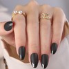 Press On Nails Short Almond Black Nails with Glossy French
