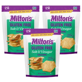 Milton's Gluten Free Crackers, Salt & Vinegar - Non-GMO Project Verified, Kosher, Certified Gluten Free Snack, 5 Grains In Every Bite - 4.5 Oz, Pack of 3