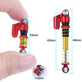 ZuoLan RC Car Shocks 43mm Adjustable Absorber Damper for 1/24 Axial SCX24 AXI90081 Deadbolt RC Crawler Car Upgrades (Red)