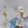 suruim Elegant Gold Crane Bird Statues with Crystal Tail Accents,