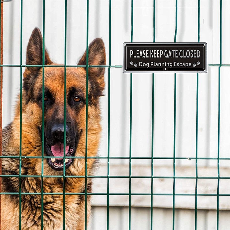 Please Keep Gate Closed Sign Guard Dogs Warning Sign Aluminum