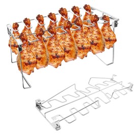 BaokiTook 2 Packs Grill Rack, Chicken Leg and Wing Rack, 14 Slots Chicken Drumsticks Holder, Stainless Steel Roaster Stand for Smoker Grill, Oven, BBQ Accessories