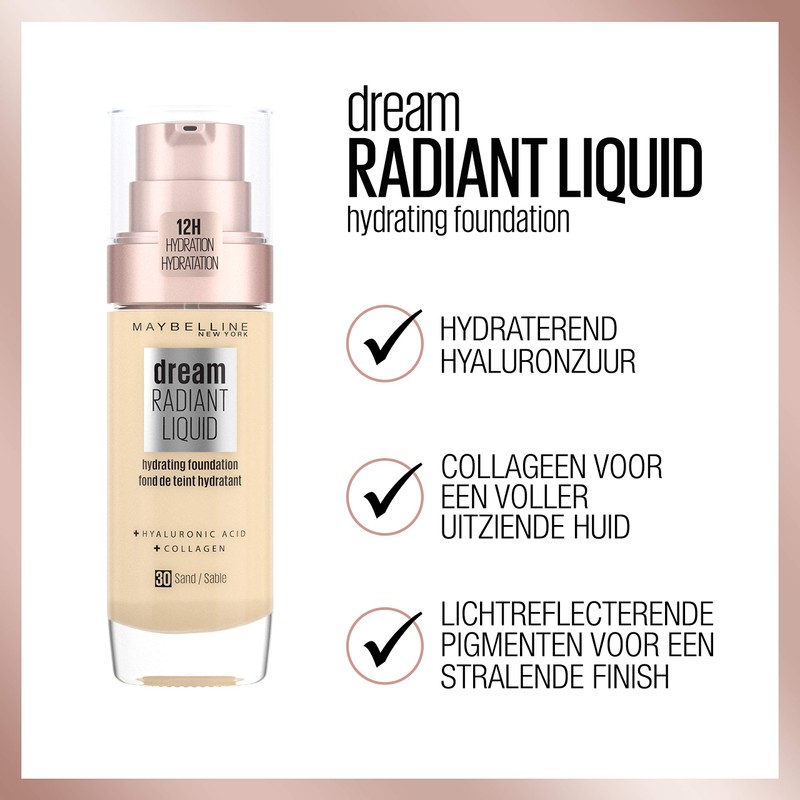 Maybelline New York Make-Up, Dream Radiant Liquid Make-Up, Liquid Foundation,