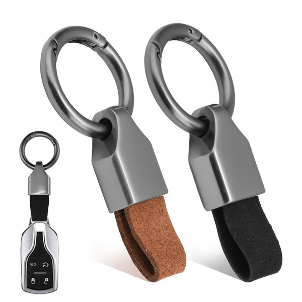brileze 2 Pcs Car Key Chain Clip Leather Keychain Key