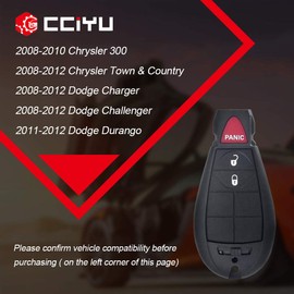 cciyu X 2 Flip Key Fob with Key Blade 3 buttons Replacement fit for 06 07 08 09 Chrysler 300 Town & Country Dodge Challenger Series with FCC M3N5WY783X-30