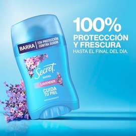 Secret, Antitranspirante Mujer, Barra Invisible, Aroma a Lavanda, 45g