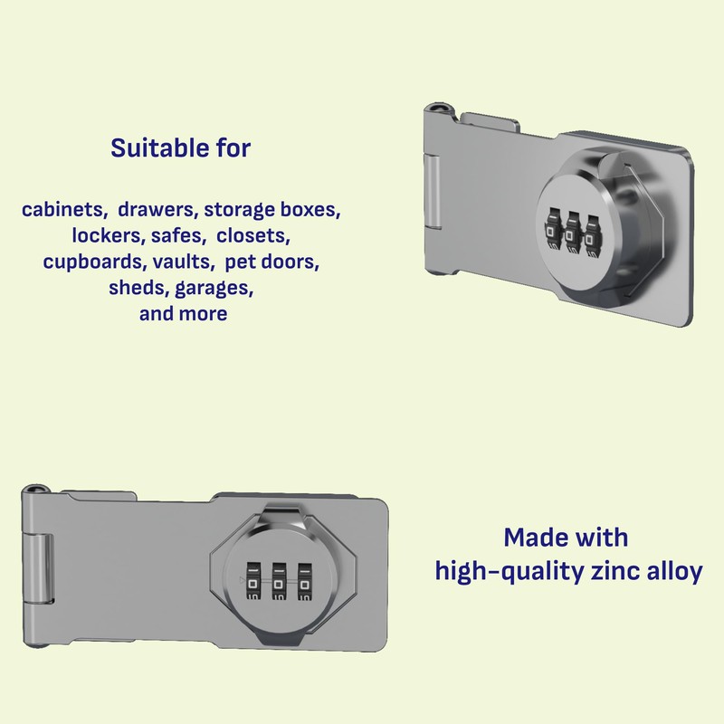 Keyless Combination Lock 3-Digit Combination Lock for Doors & Drawers