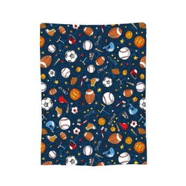 Baseball Football Basketball Sport Theme Throw Blanket 50x40 Inch Soft Fleece Blanket Men Women Gift for Kids Boys Girls for Party Couch Sofa Bed Deco Blankets