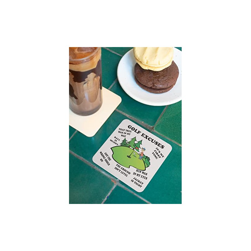 Golf Excuses - Funny Novelty Glossy Square Hardboard Coaster 9