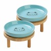 Lusifaco Shallow Elevated Cat Bowls,5.9 Inch Wide Raised Ceramic Cat