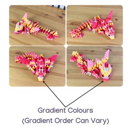 3D Printed Dragon - Baby Lunarwing Dragon - Articulated Figurine - Flexi Fidget Toy - Multicolour (Sunrise Rainbow)
