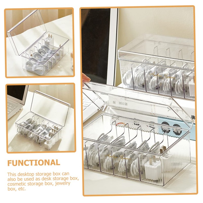 LABRIMP Cable Storage Organizer Box Transparent Dustproof and Moisture Multi