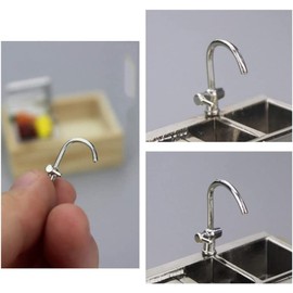 1PC Aland Doll House Faucet, Doll House Accessories, 1/12 Realistic Alloy Faucet Sink Model Miniature Doll House Applied Kitchen Accessory D