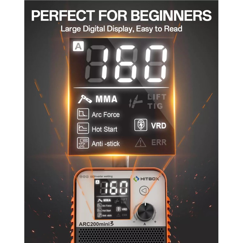 HITBOX 160A 2IN1 ARC Welder with Gloves, Mini IGBT Inverter