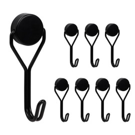 Wisebom Pack of 8 Magnetic Hooks, Extra Strong Magnetic Hooks, Black, 15 kg, Neodymium Magnetic Hook, Rotatable Magnetic Hook, Wall Hook for Kitchen, Lockers, Bedroom, Office