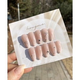 Wedding nails!!Watercolor lace ribbon nail tips✨ - Medium Coffin / 웨딩네일!!수채화레이스 리본 네일팁✨ - 미디움코핀