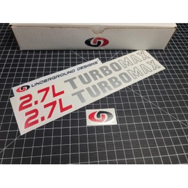 2.7L TURBOMAX Decals (2pk) Truck Hood Fender Stickers Fits 2024 2025 Silverado Colorado (Metallic Silver & Red)