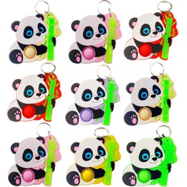 HOZKEAP 10 Packs Bulk Pandas animals Push Fidget Bubble Mini Pop Keychain，Birthday Party Favors Supplies Classroom summer Students Bubble Prize