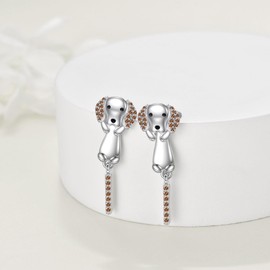 YONFQE Dachshund Coat Earrings S925 Sterling Silver Dachshund Earrings Dachshund Jewellery Gift for Women