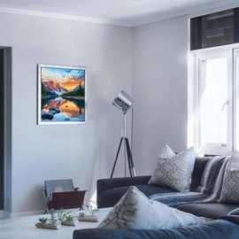 Banff National Park Painting by Numbers Kits, Canada Parks Paint by Number for Adults, Sunset Scenery Oil Painting Acrylic Paints on Canvas Unframe, Mountain Lake Forest Oil Painting(16×20inch)