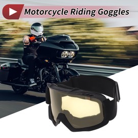 HOPESPANNER Motorcycle Riding Goggles TPU Cycling Sunglasses Yellow Lens Black Frame