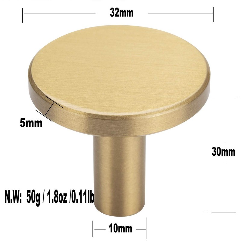 Pack of 4, Brushed Brass Decorative Wall Hooks, 32mm x