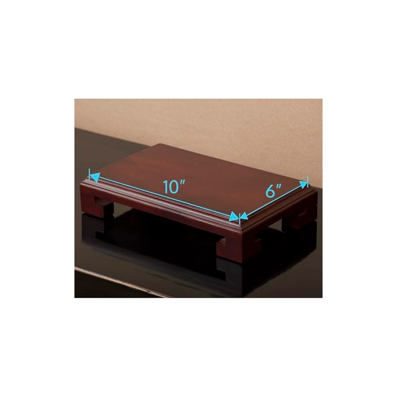 ChinaFurnitureOnline Chinese Wooden Stand, 10 Inches Rectangular Display Pedestal