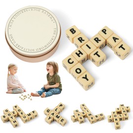 Vicloon The Crossword Solitaire Game, Fun Word Combination Game, Crossword Solitaire Dice Game, Travel Scrabble Letter Tiles with 12 Dices, Educational Scr-abble Letter Tiles