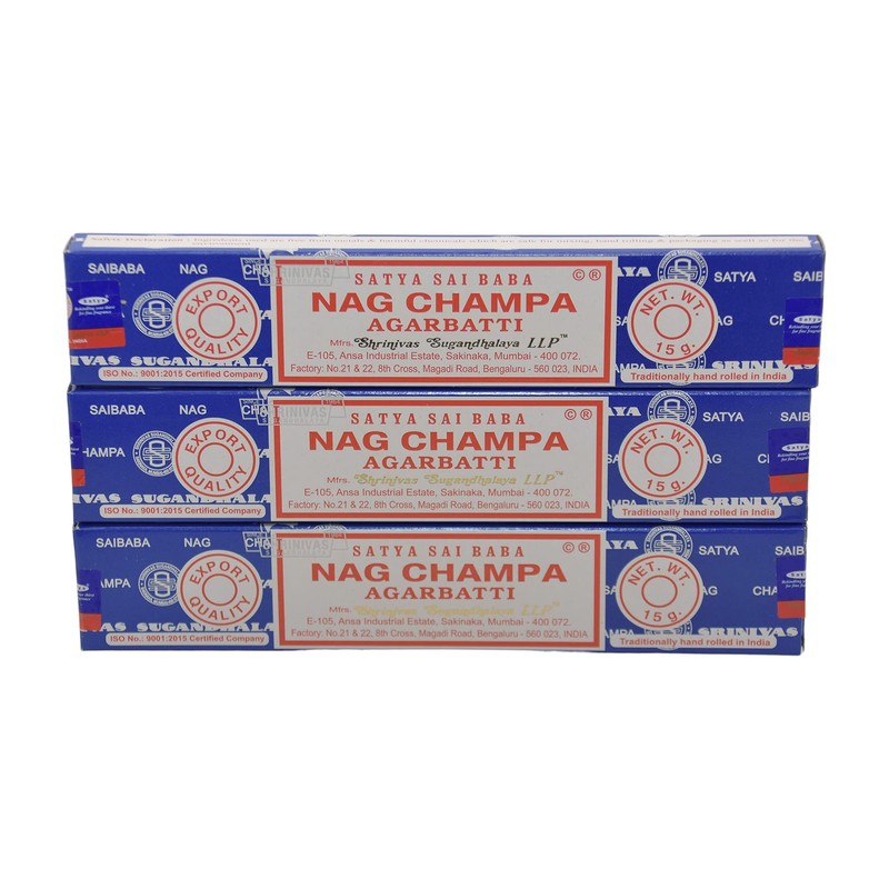 Starter Set: 3 x Nag Champa Satya Incense Sticks +