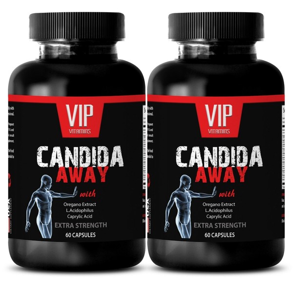 Antibacterial Skin & Nail Fungal - CANDIDA AWAY - detox 2 Bottle 120 Capsules
