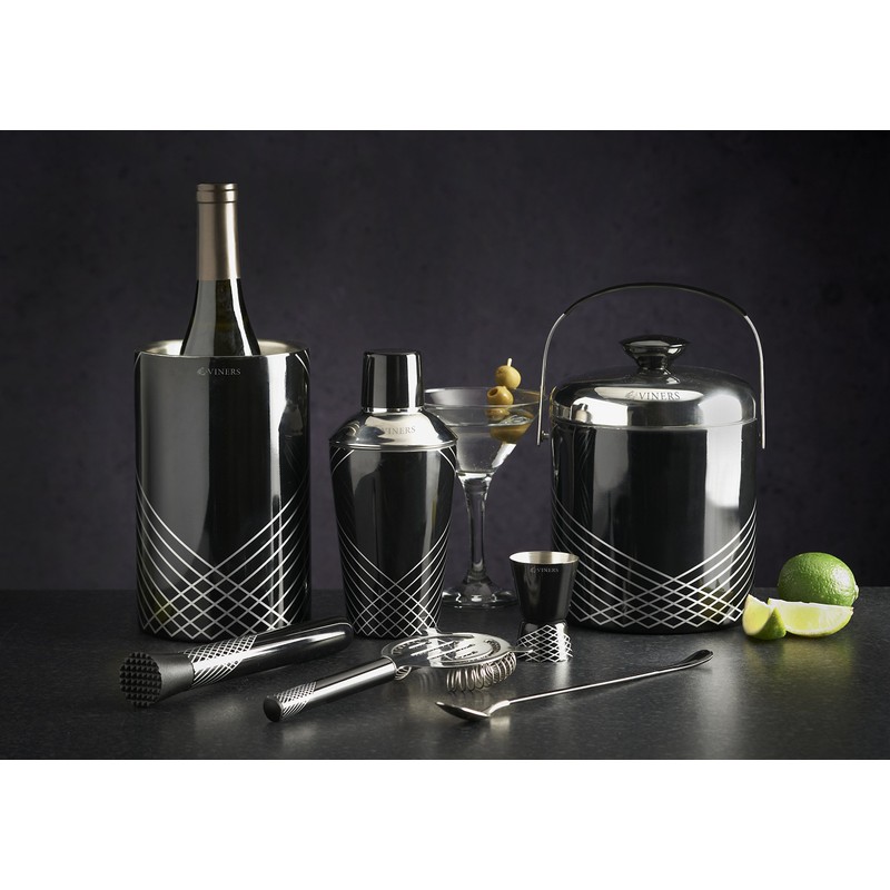 Viners Barware Collection Muddler, Stainless Steel, Black, 27.3 x 6.1