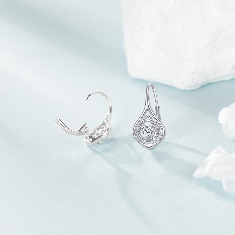 POPLYKE Sterling Silver Celtic Hoops Earrings Small Celtic Knot Huggie
