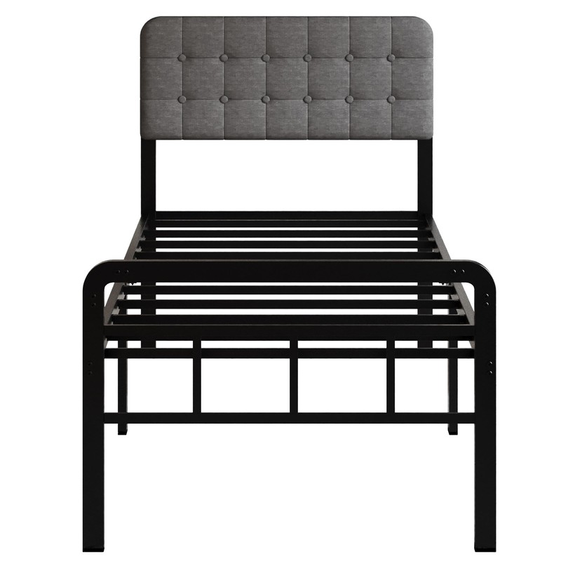 Fly-CTsoar 18 Inch Twin Bed Frame with Upholstered Headboard and