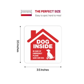 Sticky Expressions | Dog Inside Sticker (4 Pack), Size 3.5x3.5 – Durable, Waterproof, Strong Adhesive Sticker for Your Pet Safety in Emergencies