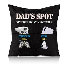 BEPSYOM Dad Gift Birthday Father's Day Best Dad in the World Gifts for Dad New Year Father's Day Gift Ideas Double-Sided Decorative Cushion Covers with 3 Pockets (45 x 45 cm)