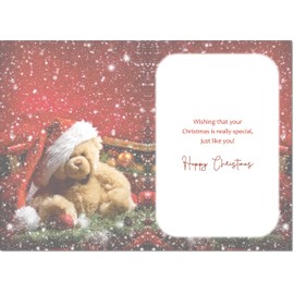 doodlecards Like a Mum Christmas Card Bear with Santa Hat Medium Size Christmas Card for Like a Mum with Plain Envelope