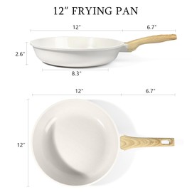 GiPP Ceramic Nonstick Frying Pan - 12 Inch Healthy Non-Toxic Non Stick Skillet Omelette Pans, Induction Compatible Chef Pan, PFAS & PFOA-Free, Dishwasher Safe, Stay Cool Handles
