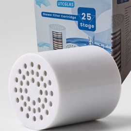 UTCGLAS 25 Stage Shower Filter Replacement Cartridge, 2 Pack Universal Hard Water Cartridges – Removes Chlorine, Heavy Metals, Iron & Sediments, Fit Any Similar Design Shower Water Filter