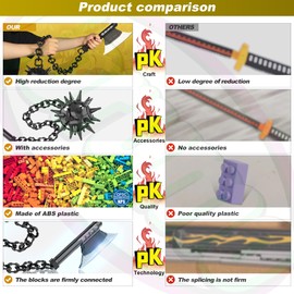 Jorumo Swords Building Sets for Adults, 42in Himejima Gyomei Axe & Meteor Hammer Building Block, Anime Sword Building Toy Katana Gift, 826 Pcs