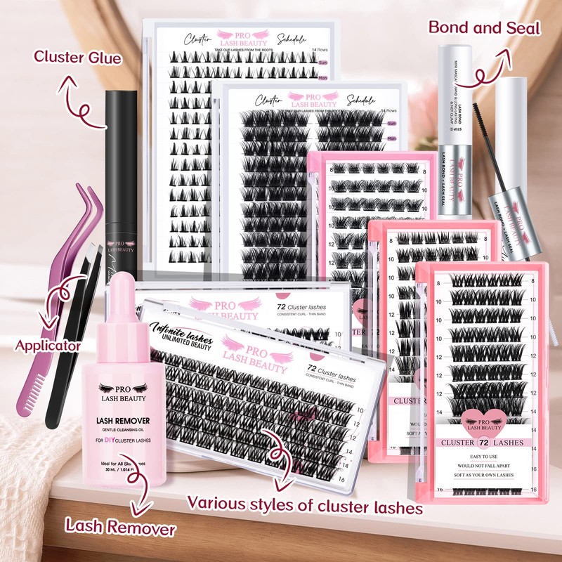 Cluster Eyelashes, Pack of 72 Eyelash Clusters for DIY Eyelash