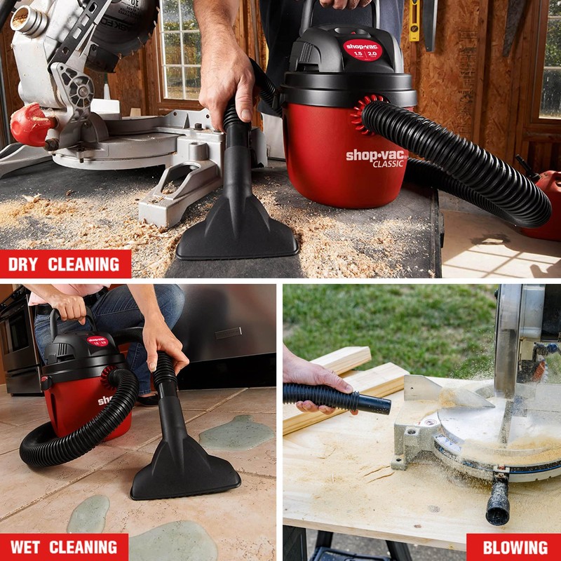 Shop-Vac 1.5 Gallon 2.0 Peak Wet Dry Vacuum, Portable Compact