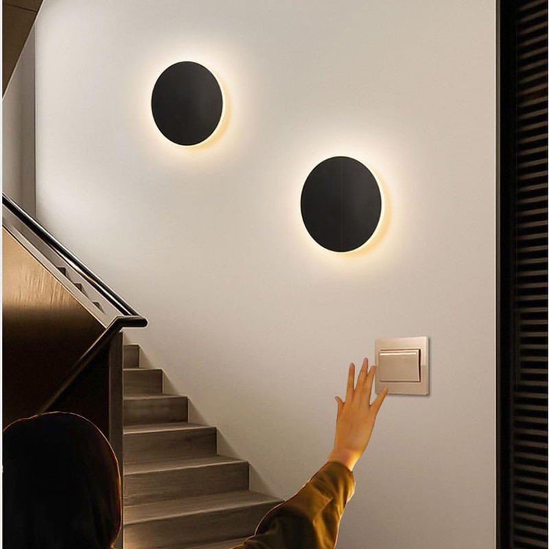 YXTSIMV Modern Minimalist Wall Light White/Black Round Disc Wall Sconce