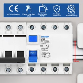 CHENGPI FI Switch, fi Circuit Breaker Type A 40A 30mA / 4-Pin / Residual Current Circuit Breaker All-Current Sensitive Circuit Breaker Automatic Safety