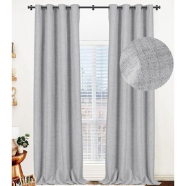 100% Blackout Curtains 84 Inches Long,Linen Blackout Curtains 84 Inch Length 2 Panels Set,Thermal Insulated Full Light Blackout Curtains for Bedroom/Living Room,50" W x 84" L 2 Panels,Gray
