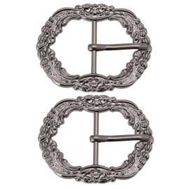 SG Store 2pcs Vintage Patterned Belt Buckle Waistbelt Metal Buckle Irregular Pattern Decorative Buckle for Clothing Suspenders Belts 30x58mm (Silver Black)